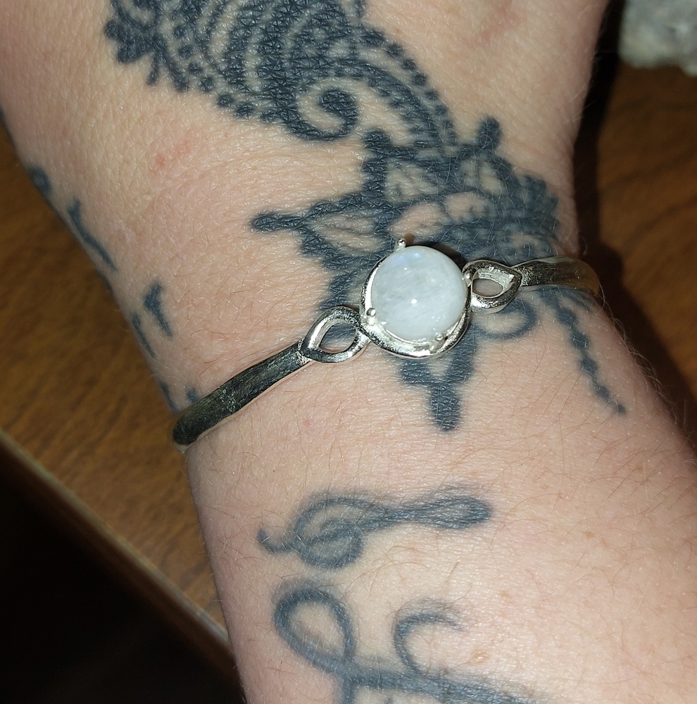 Moonstone Adjustable Bangle Bracelet - Picture 3 of 5